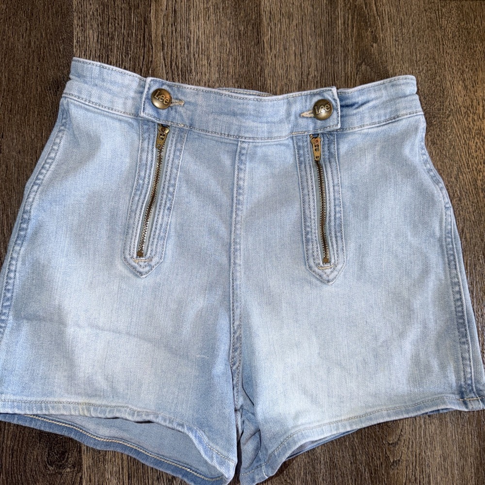 Lee Heritage High Rise Zip Front Shorts Womens 2 90s Y2K Mom Shorts High Waisted